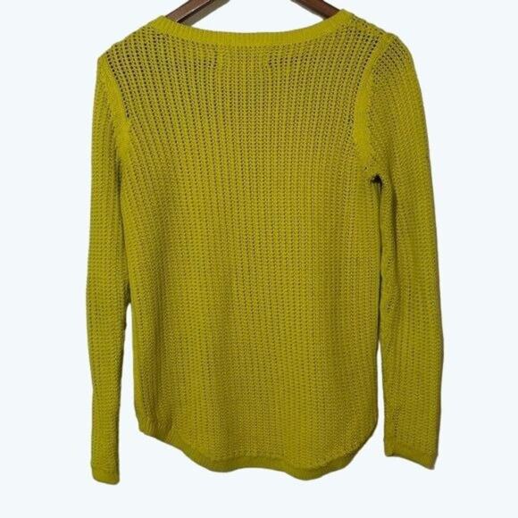 Ann Taylor Loft Sweater Women's Size Small Lime Green Knit Hi-Lo Hem - Picture 2 of 9